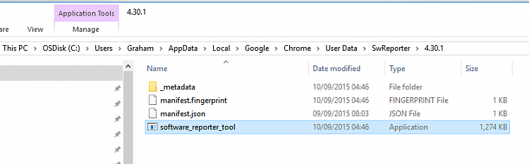 Software reporter tool